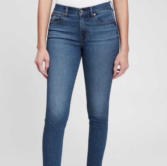 Gap True Skinny High Waisted Rise Jeans Jeggings Casual Basic Denim Cropped - Picture 2 of 11